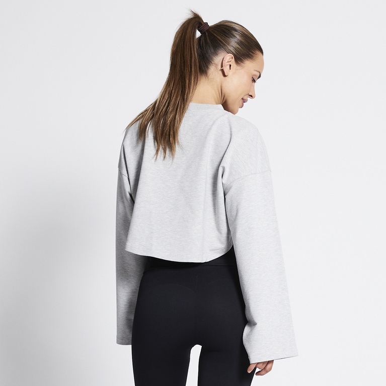 Cropped sweatshirt "Power Crew" Light greymelange